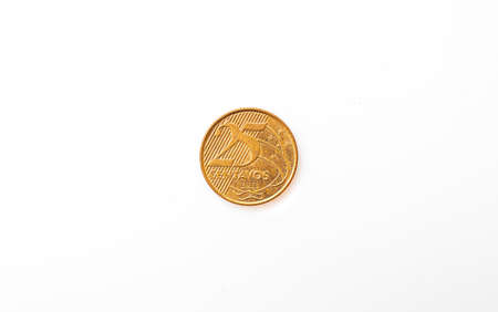 Gold coin on a white background. The concept of saving money.