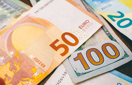Euro banknotes money (EUR), currency of the European Union