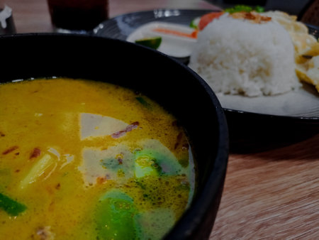 lamb tongseng with vegetables in a bowl on a white background "Tongseng Kambing"の写真素材