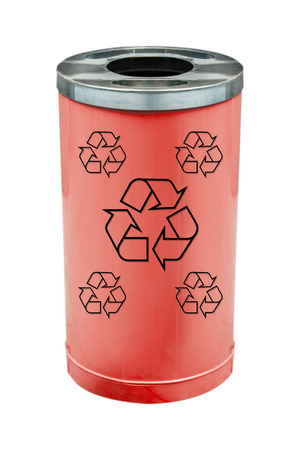 recycle red bin with clipping path の写真素材
