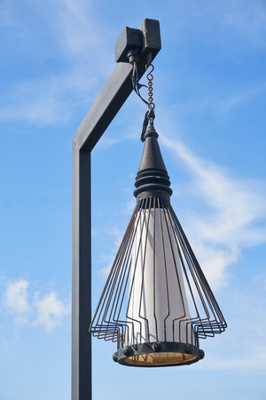 vintage outdoor  lantern lighting with blue sky backgroundの写真素材