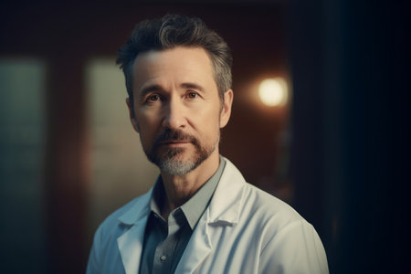 Portrait of a confident mature male doctor looking at the camera.の素材