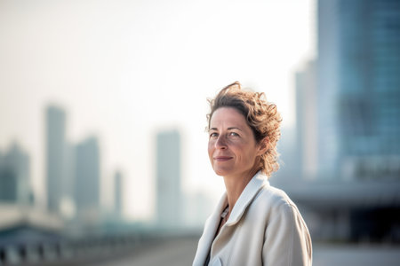 Portrait of a senior businesswoman in front of a modern cityの素材