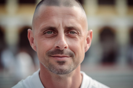Portrait of a smiling middle-aged man looking at the cameraの素材