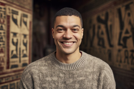 Portrait of a handsome african american man smiling at cameraの素材