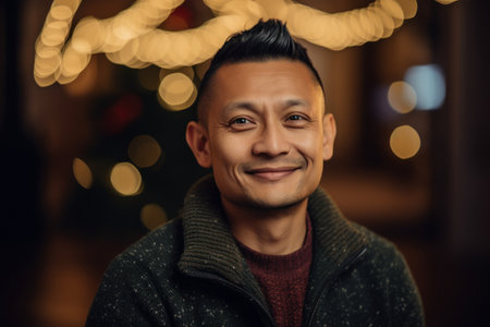 Portrait of a handsome asian man smiling and looking at cameraの素材