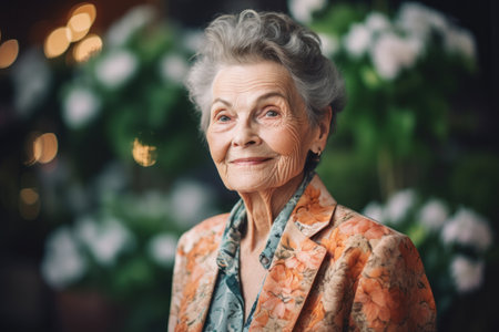 Portrait of a smiling senior woman in her 70s looking at the cameraの素材