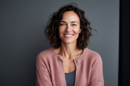 Portrait of a beautiful middle-aged woman smiling at the cameraの素材