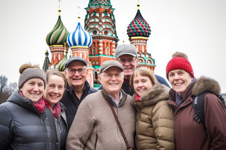 Group of tourists on Red Square in Moscowの素材