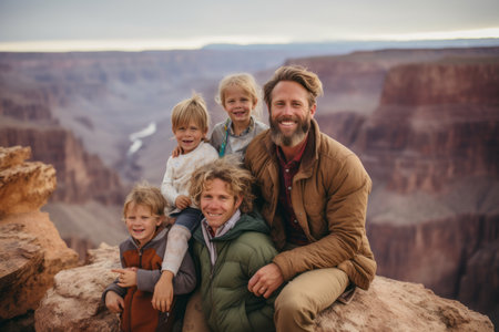 Family in Grand Canyon National Park, Arizona, United States of Americaの素材