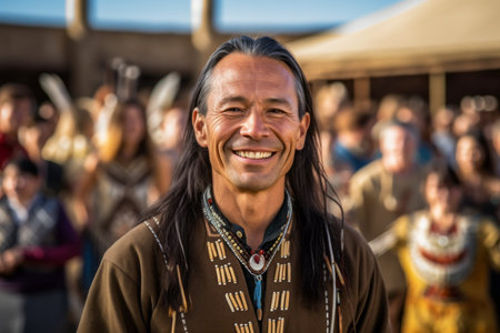 Unidentified man in traditional costume at the annual festival of the Indian culture.の素材