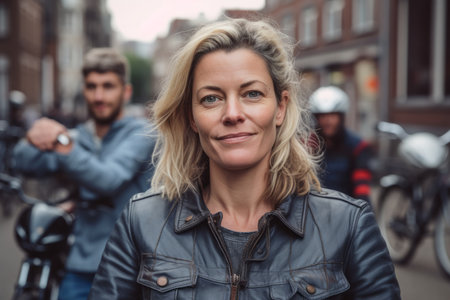 Portrait of a beautiful young woman on the streets of Amsterdam.の素材