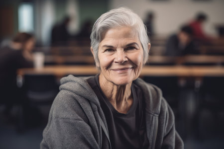 Portrait of smiling senior woman in church during christianity celebrationの素材