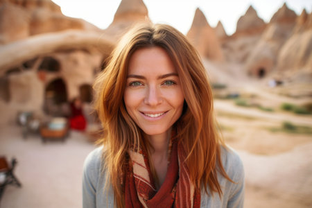 Portrait of a beautiful woman in Cappadocia, Turkeyの素材