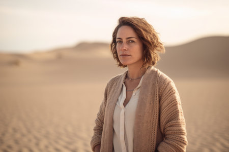 Portrait of a beautiful woman in the middle of the desert.の素材