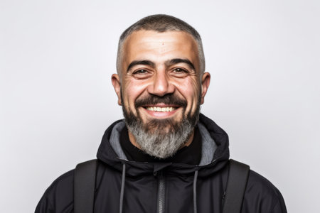 Portrait of a man with a beard on a white background.の素材