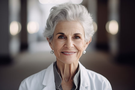 Portrait of a smiling senior female doctor looking at the camera.の素材