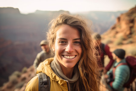 Hikers in the Grand Canyon National Park in Arizona, United States of Americaの素材