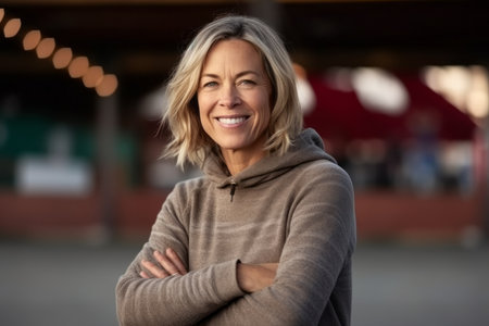 Portrait Of Mature Woman Smiling At The Camera Outdoorsの素材