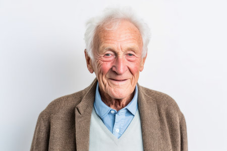 Portrait of an elderly man with a smile on his face.の素材