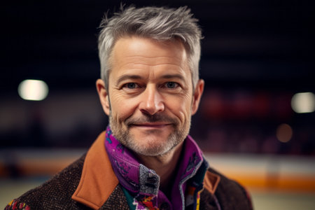 Portrait of a handsome middle-aged man with gray hair.の素材