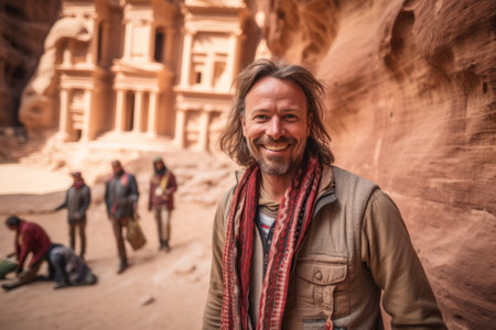 Tourist in Petra, Jordanの素材