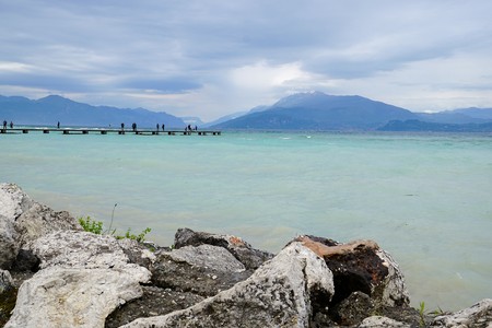 at Lake Garda. Town Sirmeone on Lake Garda, Italy.の写真素材