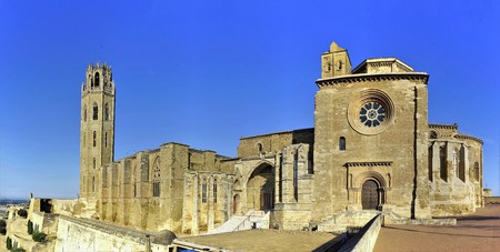 Panorama of Old Cathedral,Lerida, Spain.の写真素材