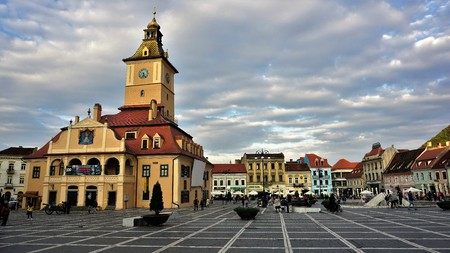 The Main Square of Brasov, Romania.の写真素材