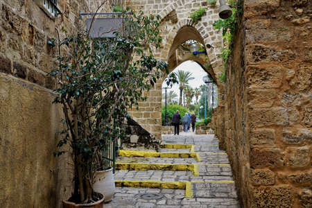 Colorful street in the historic centre of the city of Yafo, Israel.