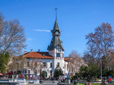 The old Post office symbol of town Pazardzhik, Bulgaria.の写真素材