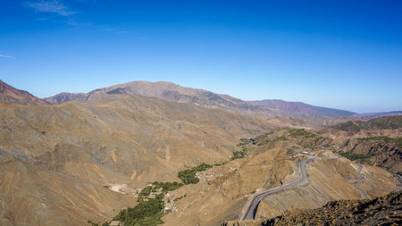Panorama of a valley in the High Atlas Mountains, Morocco.の写真素材