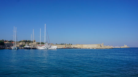 Panorama of the famous Greek island of Rhodes, Greece.の写真素材