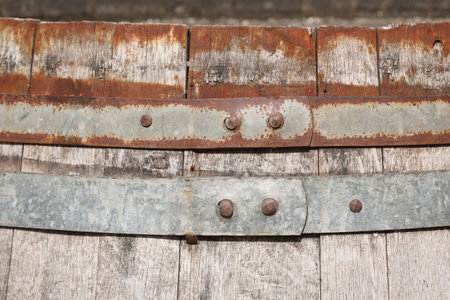 A close-up of a wooden barrel