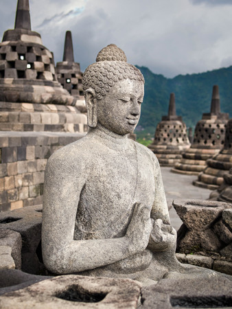 Buddha statue at Borobudur の写真素材