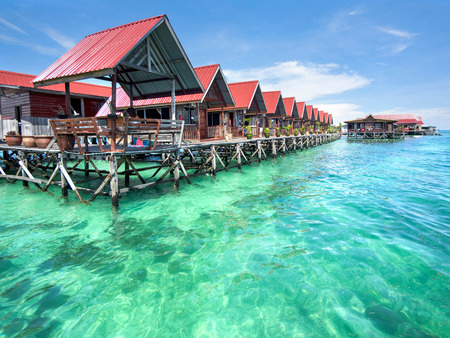 Bungalows on Mabul Island, Sabah, East Malaysia