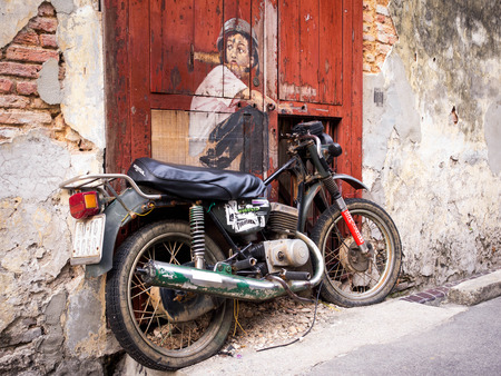Famous Street Art Mural in George Town, Penang, Malaysiaのeditorial素材