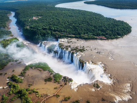 Iguazu Falls on the Border of Brazil and Argentina, Aerial Viewの写真素材