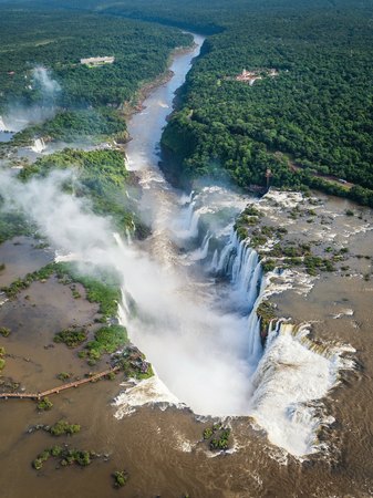 Iguazu Falls on the Border of Brazil and Argentina, Aerial Viewの写真素材