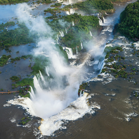 Iguazu Falls on the Border of Brazil and Argentina, Aerial Viewの写真素材