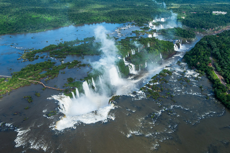 Iguazu Falls on the Border of Brazil and Argentina, Aerial Viewの写真素材