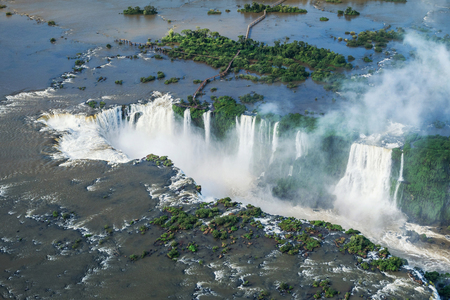 Iguazu Falls on the Border of Brazil and Argentina, Aerial Viewの写真素材