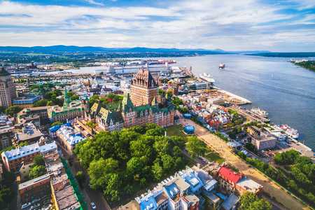 Aerial View of Quebec City and Old Port in Quebec, Canadaの写真素材