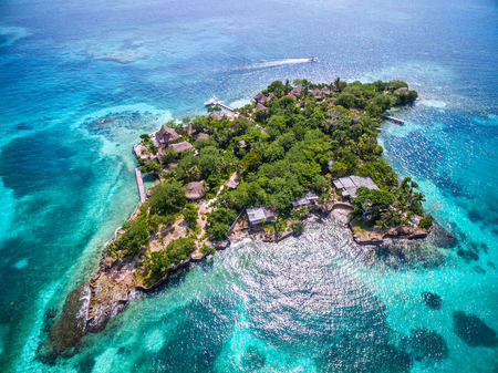 Aerial View of Islas del Rosario Off the Coast of Cartagena de Indias, Colombiaの写真素材