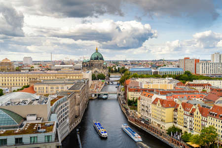Panoramic view of Berlin, Germany, showing historical landmark Berlin Cathedral (German: Berliner...