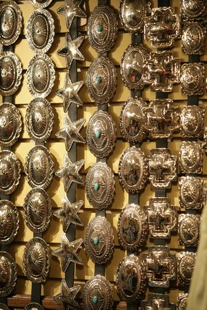 Ladies Silver Belt Buckles Cowboy style in colorの写真素材
