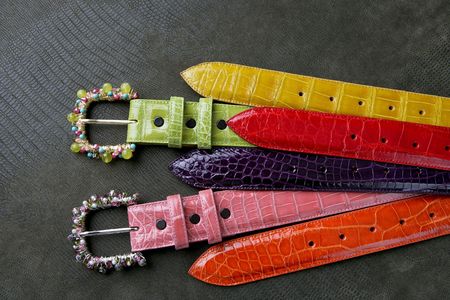 handcrafted belts and bucklesの写真素材