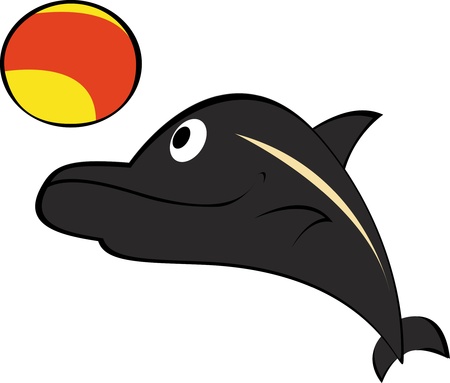 Dolphin playing ball  Easy to editのイラスト素材