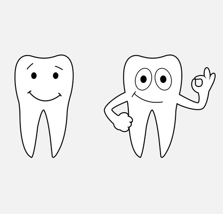 Cartoon teeth. Vector eps 10のイラスト素材