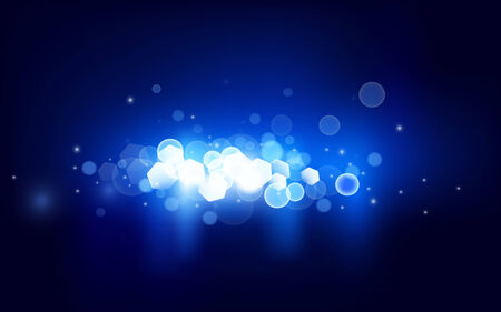 Blue horizontal bokeh-like blur design on dark background. のイラスト素材